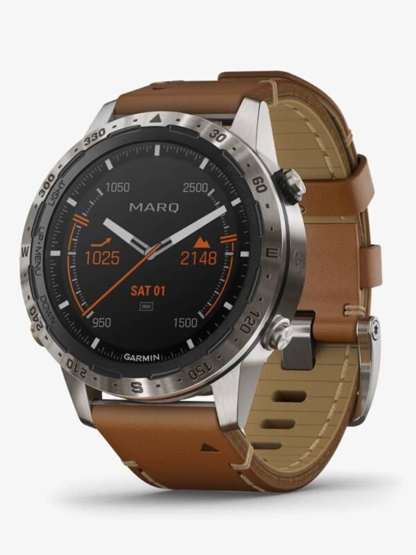 Garmin - Mens Marq Adventurer Titanium Brown Leather Strap Watch - Afbeelding 2