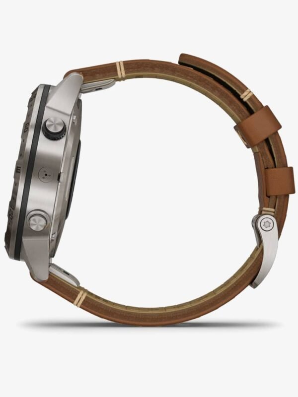 Garmin - Mens Marq Adventurer Titanium Brown Leather Strap Watch - Afbeelding 5