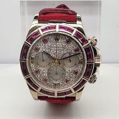 Daytona 16589 Zenith Ruby Bezel & Pave Diamond Dial