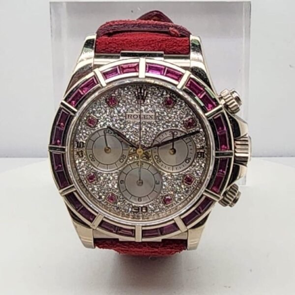 Daytona 16589 Zenith Ruby Bezel & Pave Diamond Dial