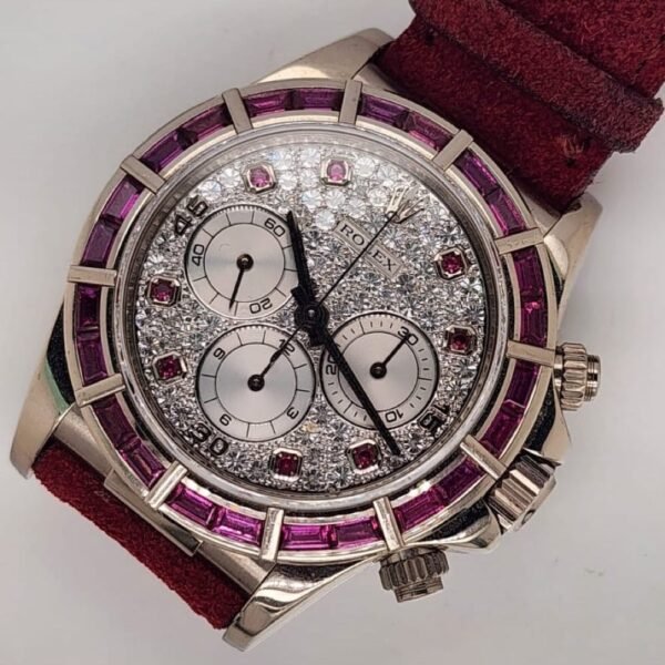 Daytona 16589 Zenith Ruby Bezel & Pave Diamond Dial - Image 2